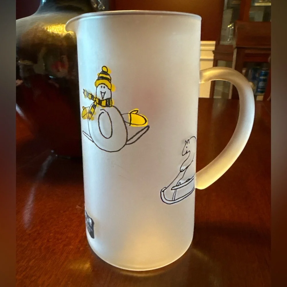 Vintage Designs by Dartington Christmas Pitcher Frosted Glass Winter Friends